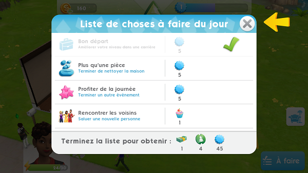 Liste des choses à faire pour votre Sims.